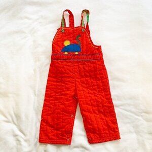 5/$25 Vintage Cute Togs red quilted Christmas mouse holiday pants overalls - 18m